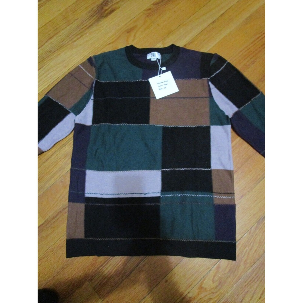 NWT YAL New York womens long sleeve patchwork print multicolor knit sweater XS